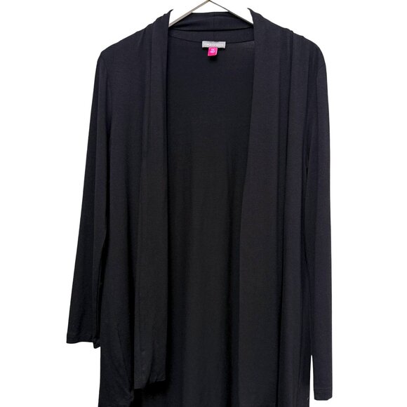 Vince Camuto Black Cardigan Medium Petite Stretch Viscose Jersey Open Front - Picture 6 of 7